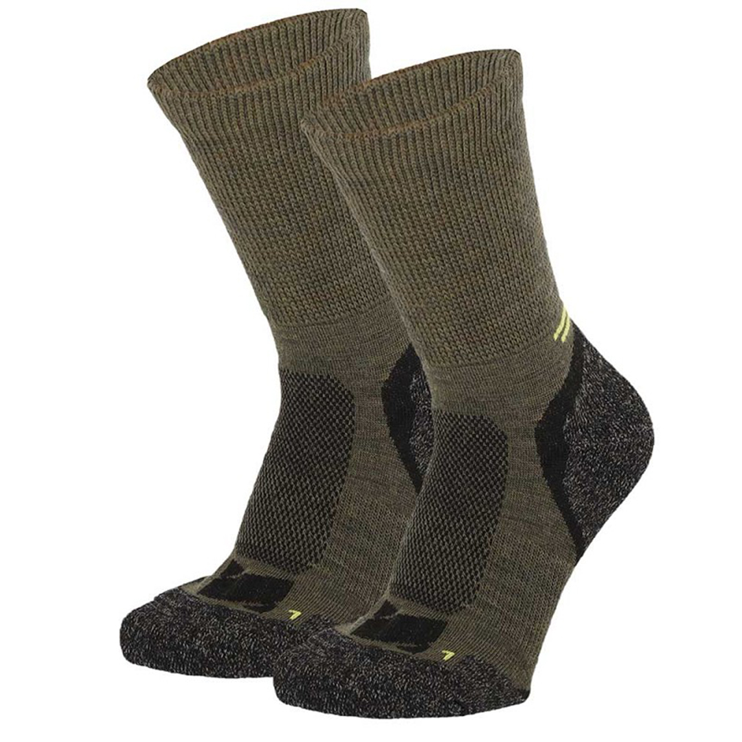 Thermo wandelsokken 2-pack groen, met dempende inzet bij hiel en teen