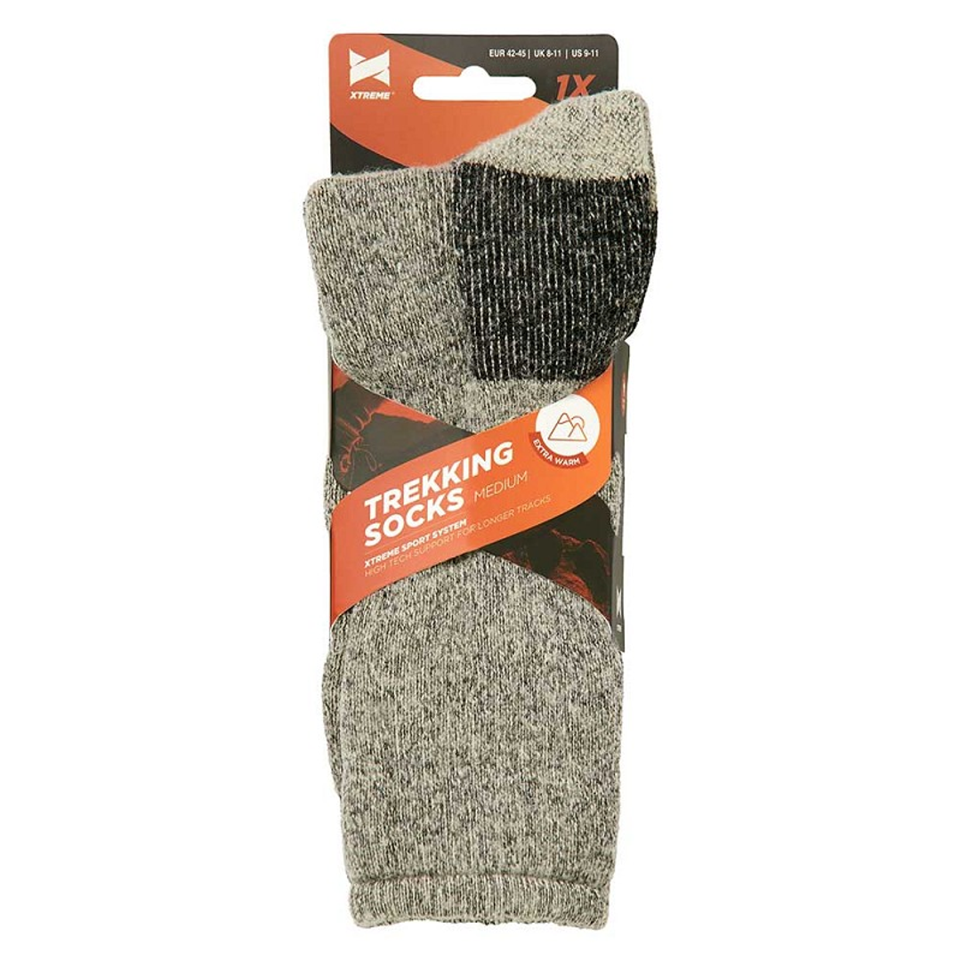 Xtreme thermo tracking sokken grijs, paar in verpakking