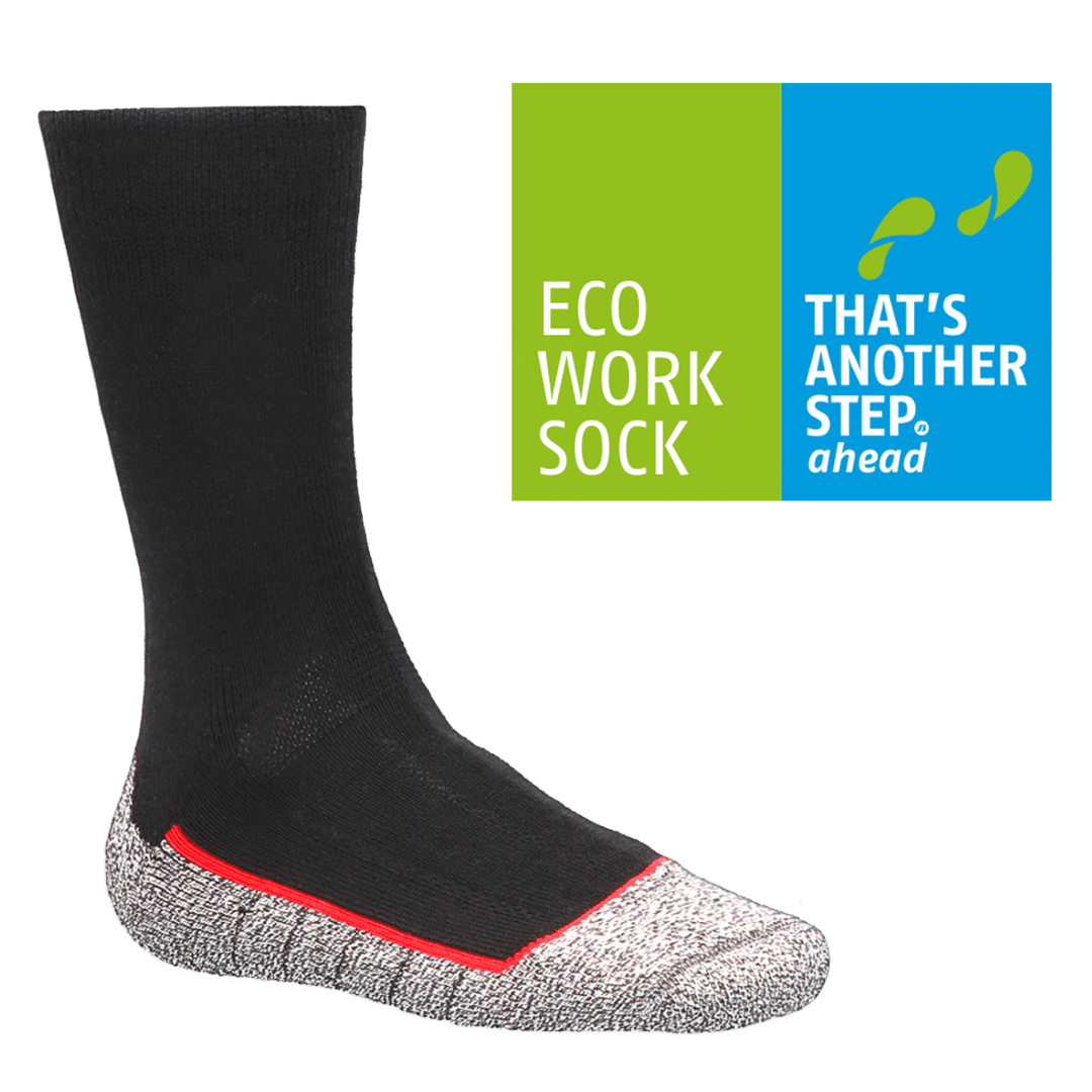 Thermo werksok MS3 Eco zwart: grijze teen-zool en rode rand