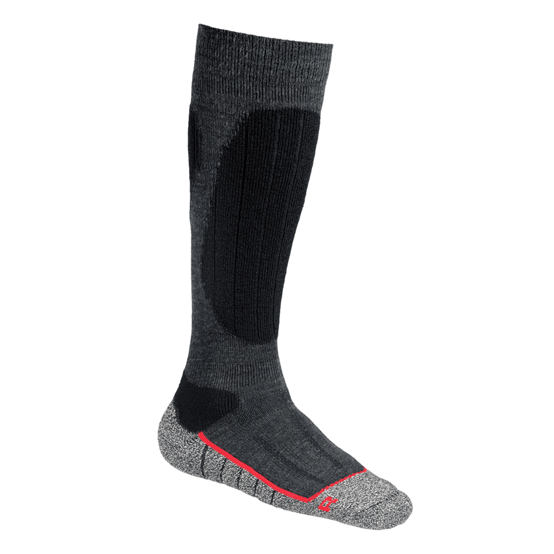 Thermo knie-kousen ML Eco antraciet met rode contrasterende baan