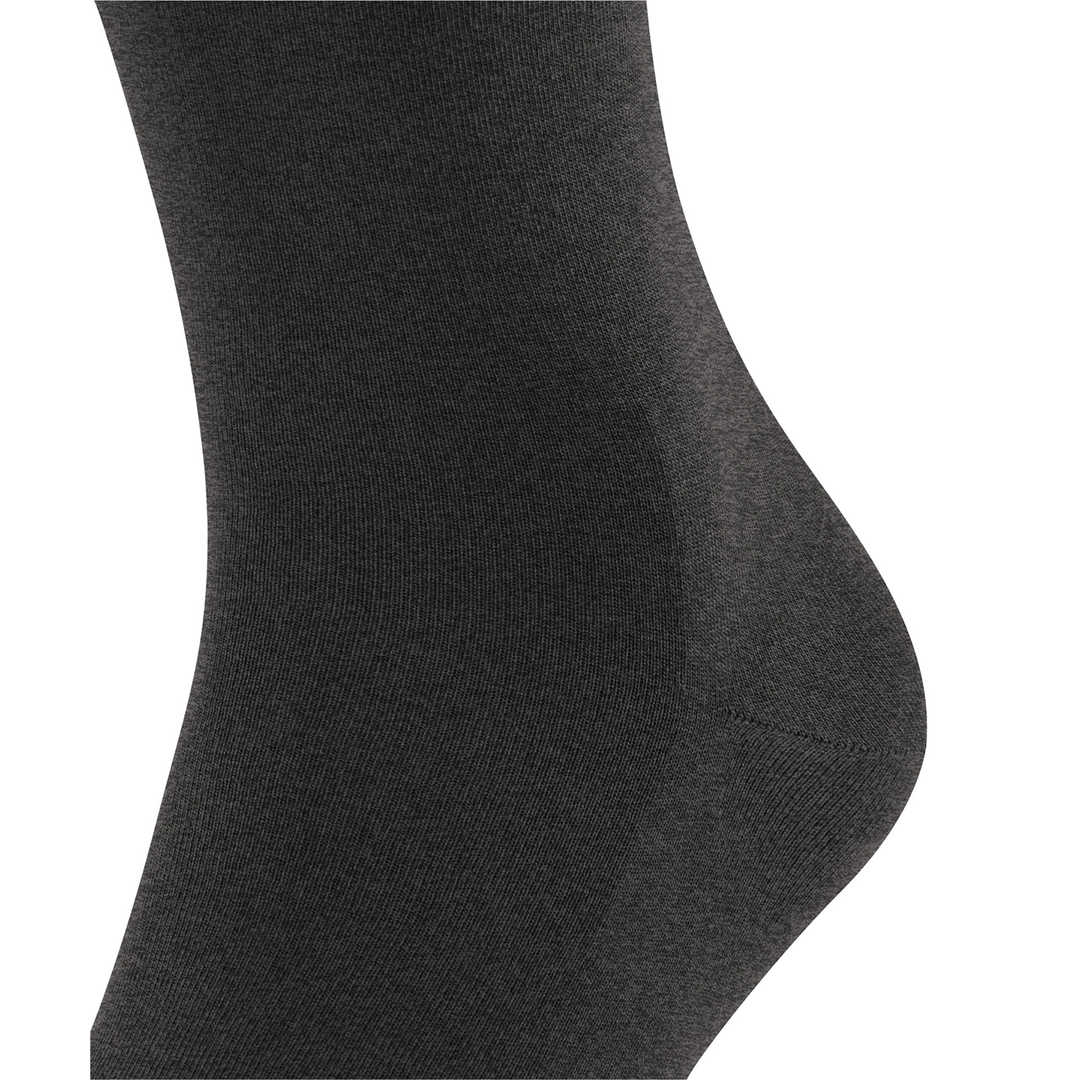 ClimaWool sok antraciet, close-up van fijn breiwerk met elastische teenrand