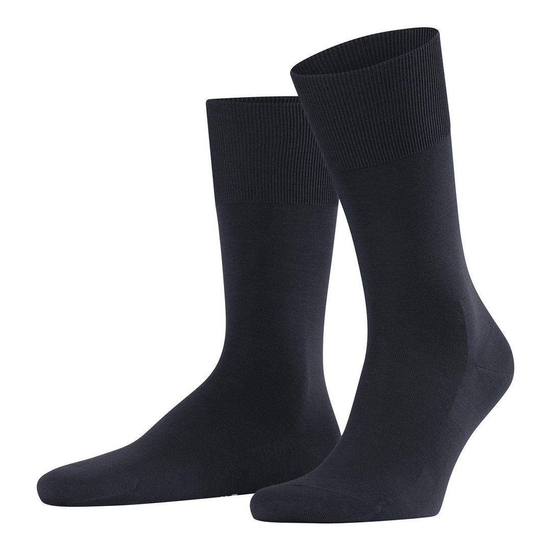 Donkerblauwe kniekousen merino-lyocell mix voor dames, 2 paar, geribde boord.