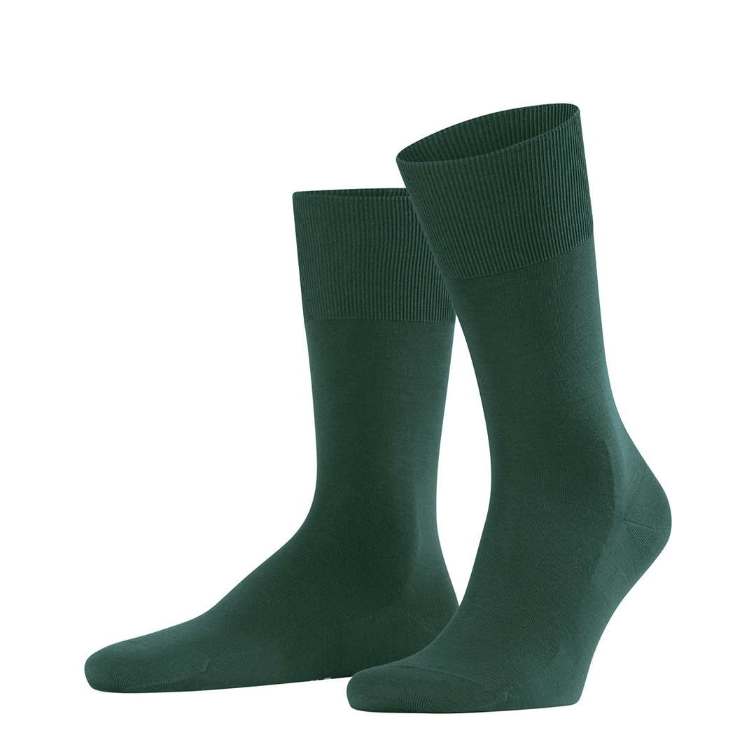 ClimaWool herensokken donkergroen, Merino-Lyocell mix, geribde boord bovenaan