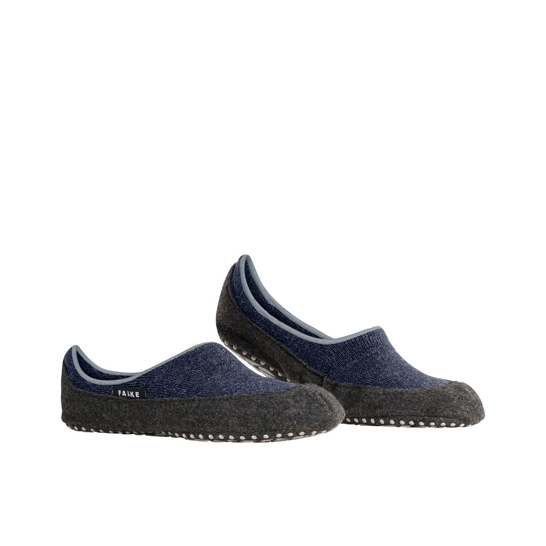 Cosyshoe sloffen heren donkerblauw, zijaanzicht met opstaande manchet