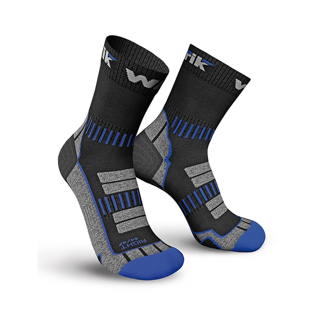 Evoke thermo werksokken 2-pack, zwart/grijs met blauwe accenten en blauwe voet