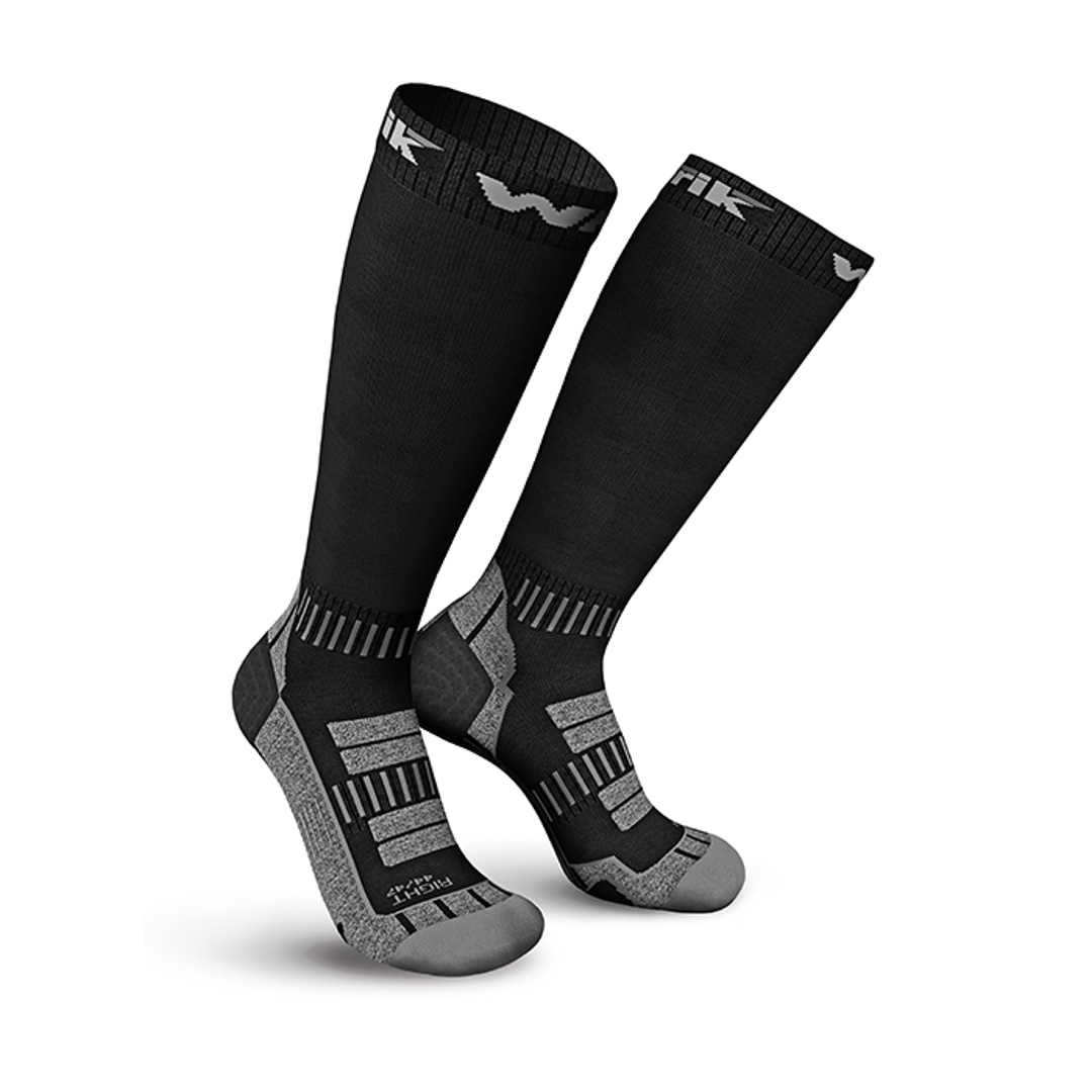Zwarte thermokniekousen 2-pack met grijze sportaccenten