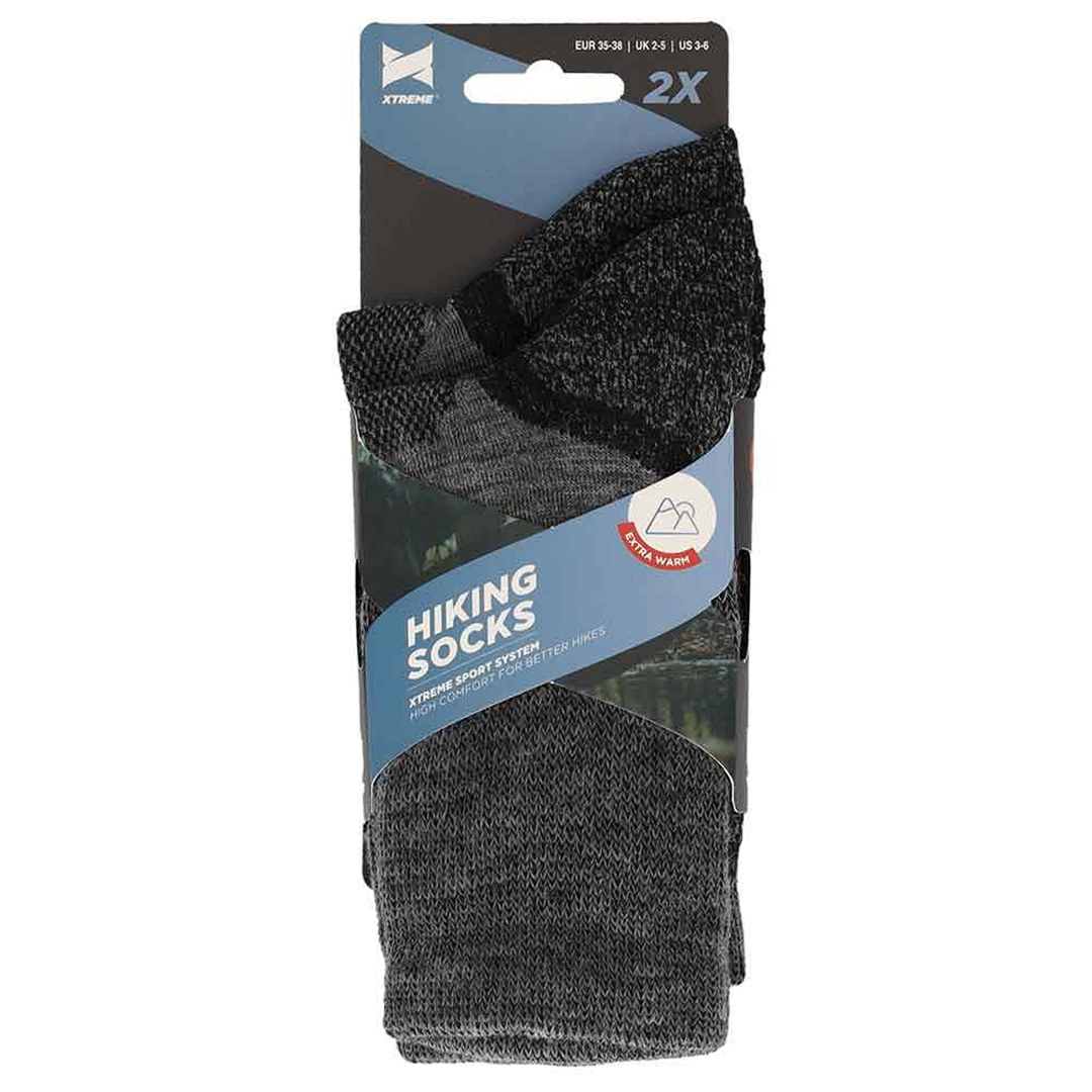 Thermo wandelsokken 2-pack in verpakking, antraciet/grijs paar, 2 stuks