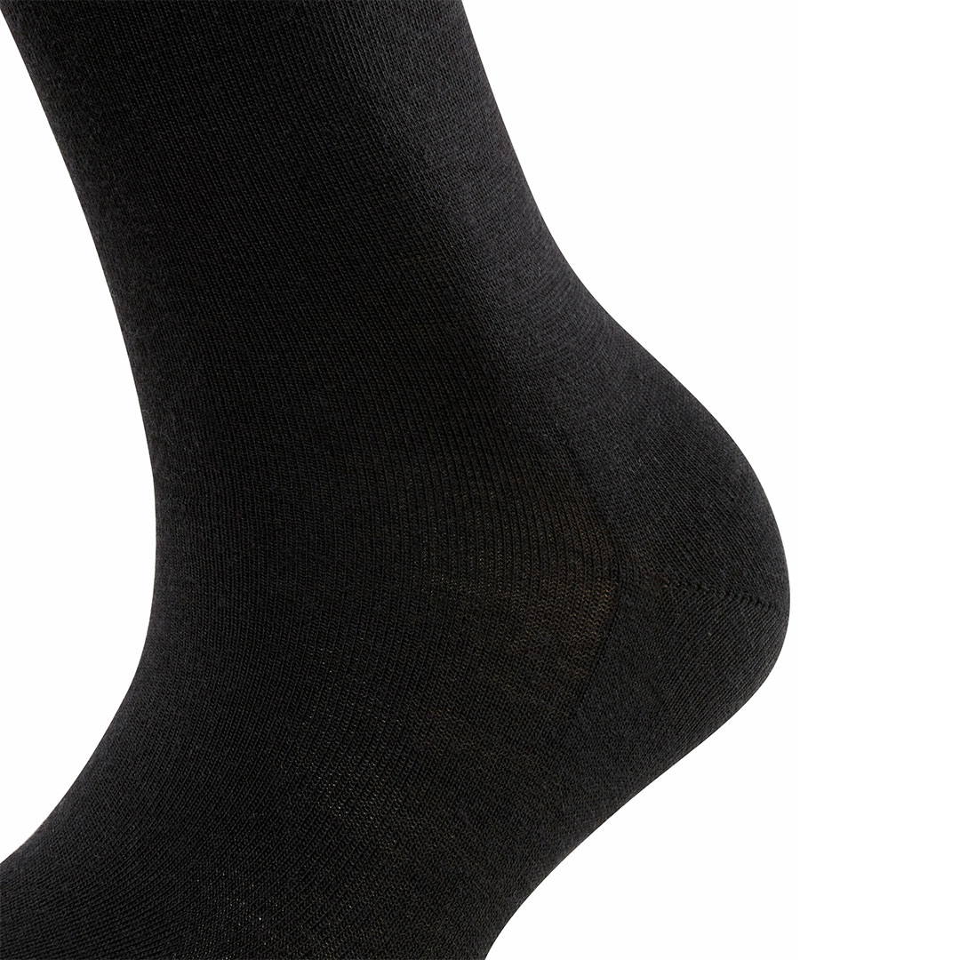Softmerino damessokken, zwarte sok met geribde textuur en ronde teen