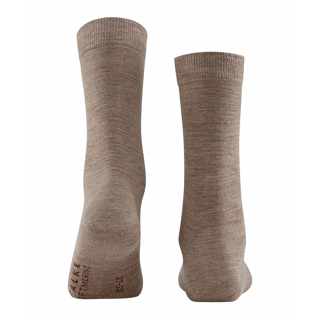 Dames merino sokken in lichtbruin/beige, paar sokken met boord en teennaad