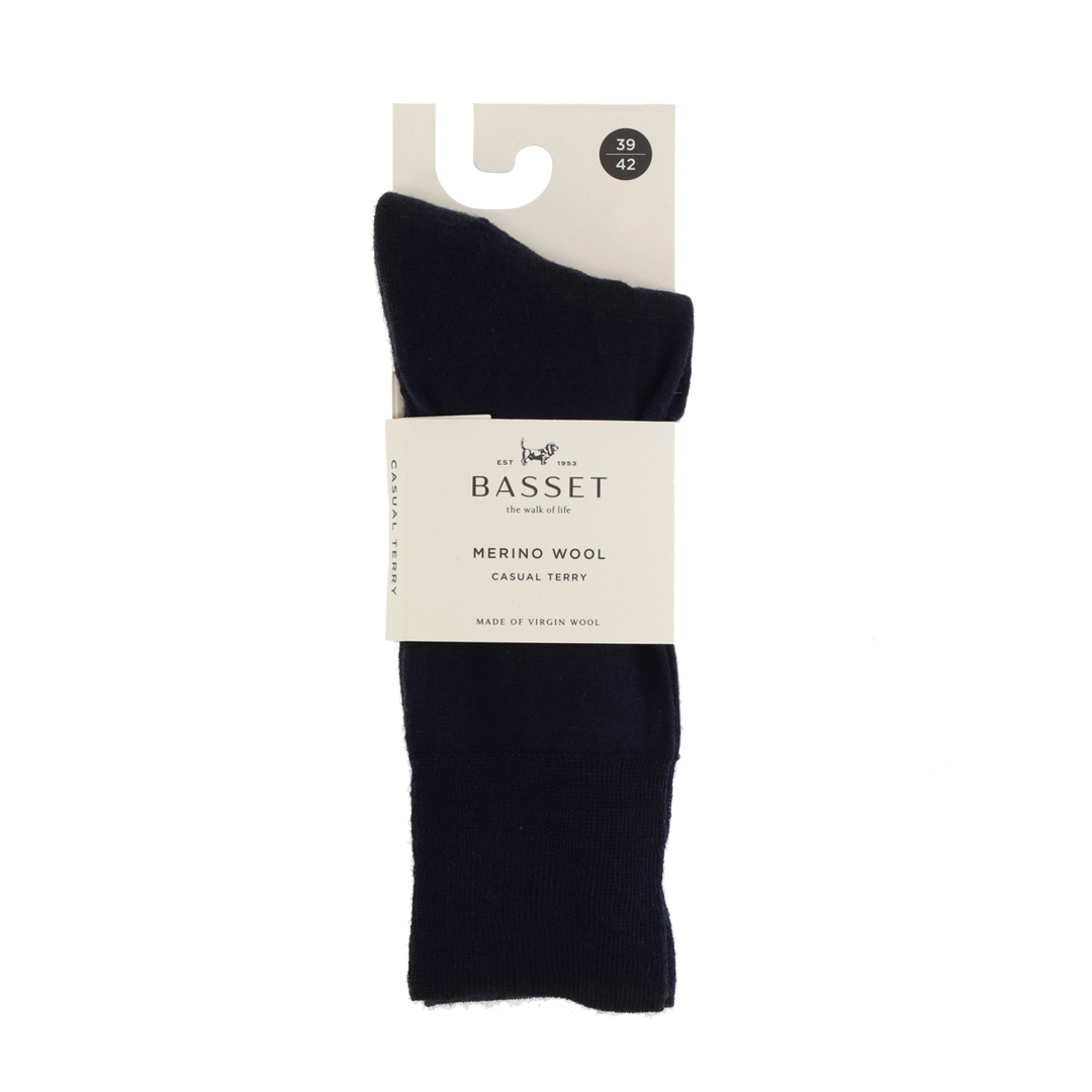 Marineblauwe sokken met badstof voetbed, casual terry brei