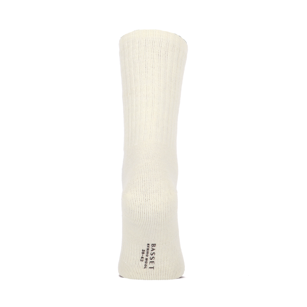 Off-white comfort sok met badstof binnenkant, effen brei en geribde boord