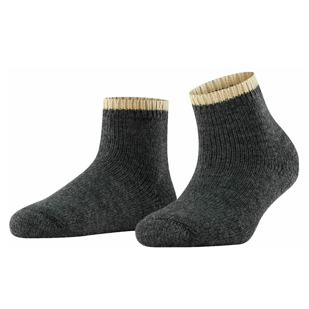 Dames huissokken Cosy plush, antraciet melange met geribde enkelband