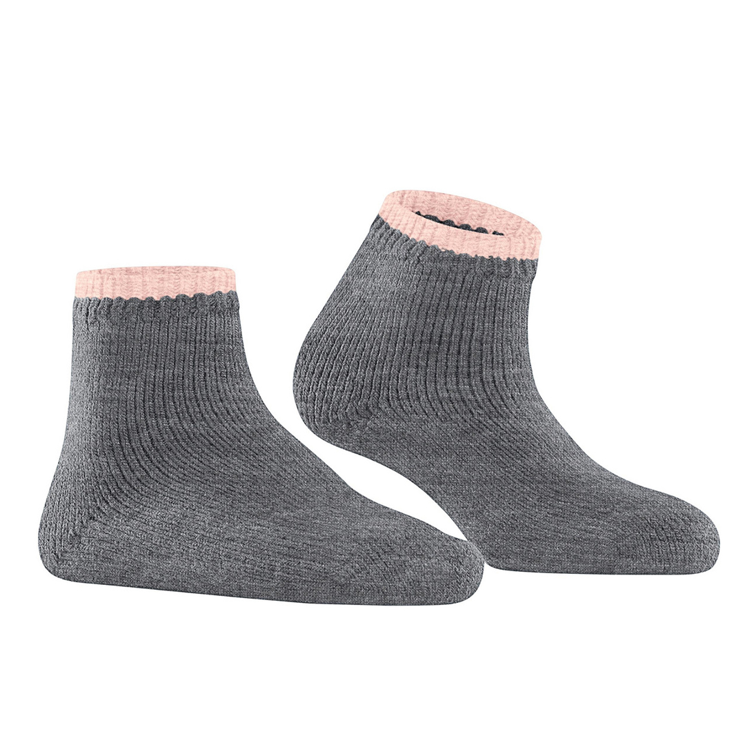 Dames huissokken Cosy plush, grijs met zachte geribde enkelboord