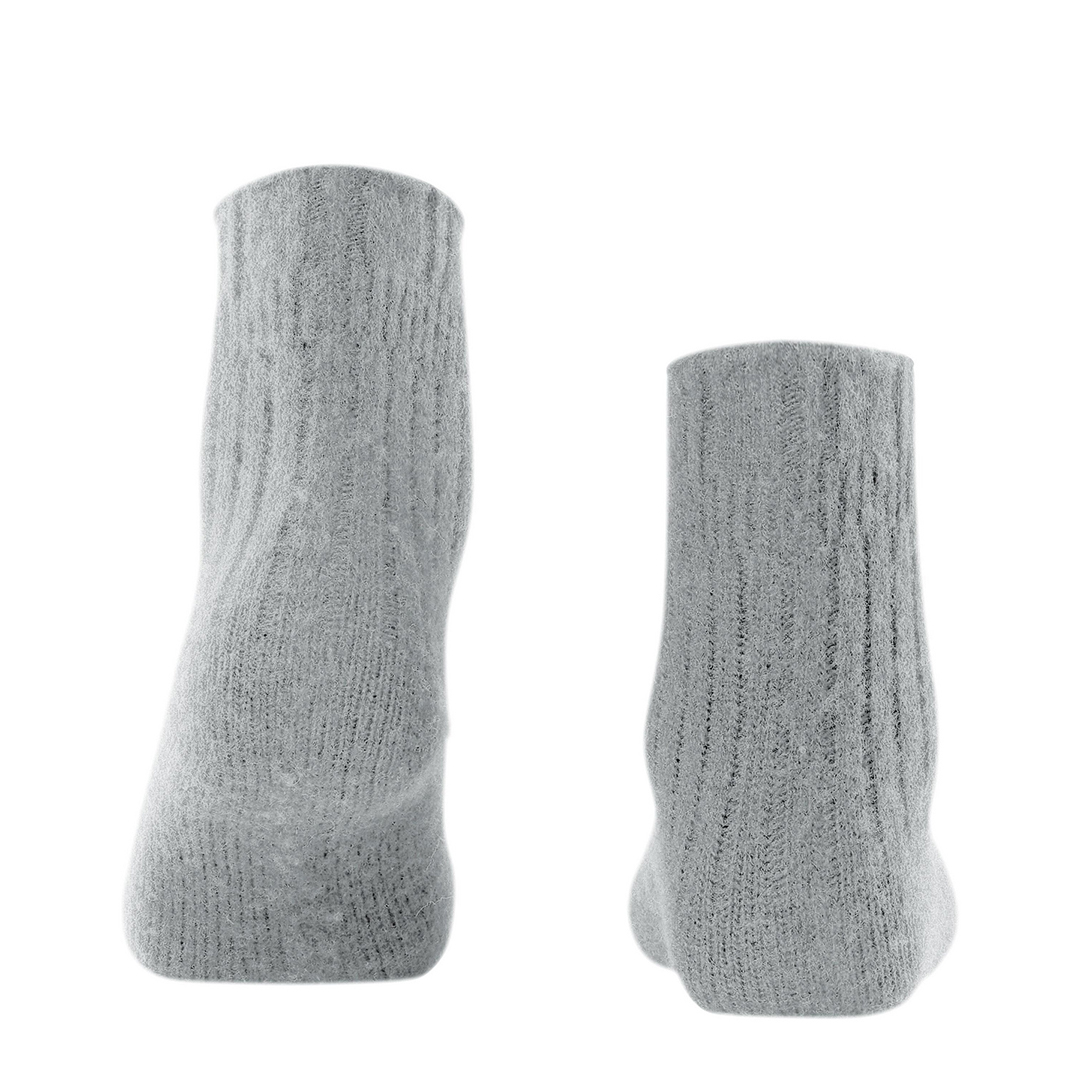 Bedsock voor dames in grijs, merino-cashmere blend, sokken met ribstructuur.