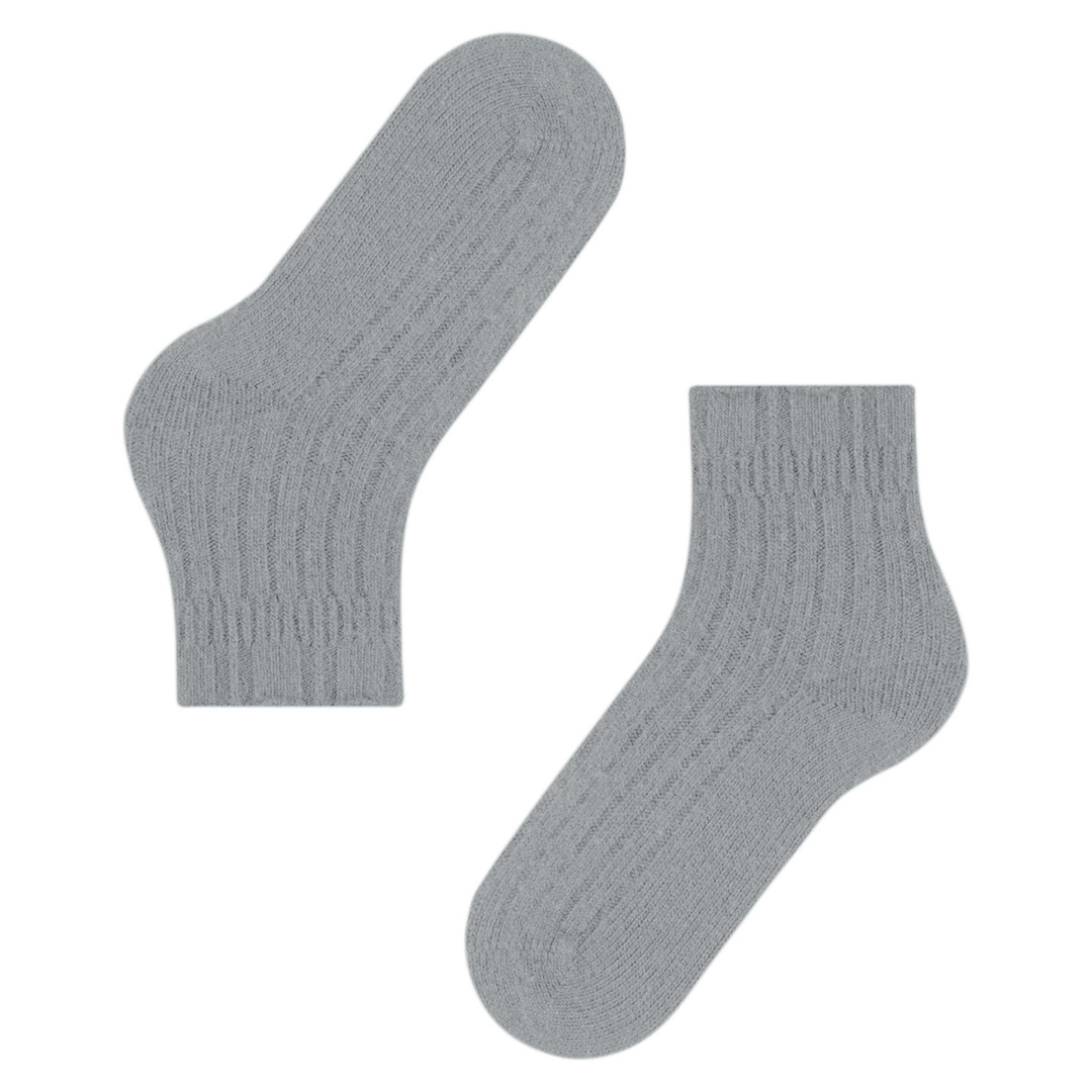 Bedsock voor dames, grijs, merino-cashmere blend, zicht op het breipatroon.