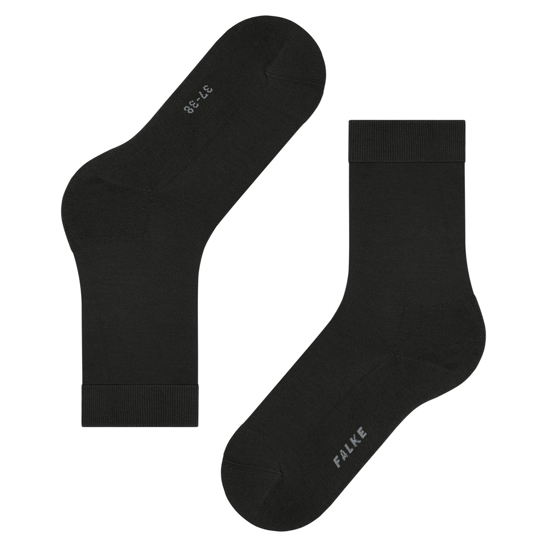 Zwarte FALKE damessokken, Merino-Lyocell mix met logo op de zool en teen