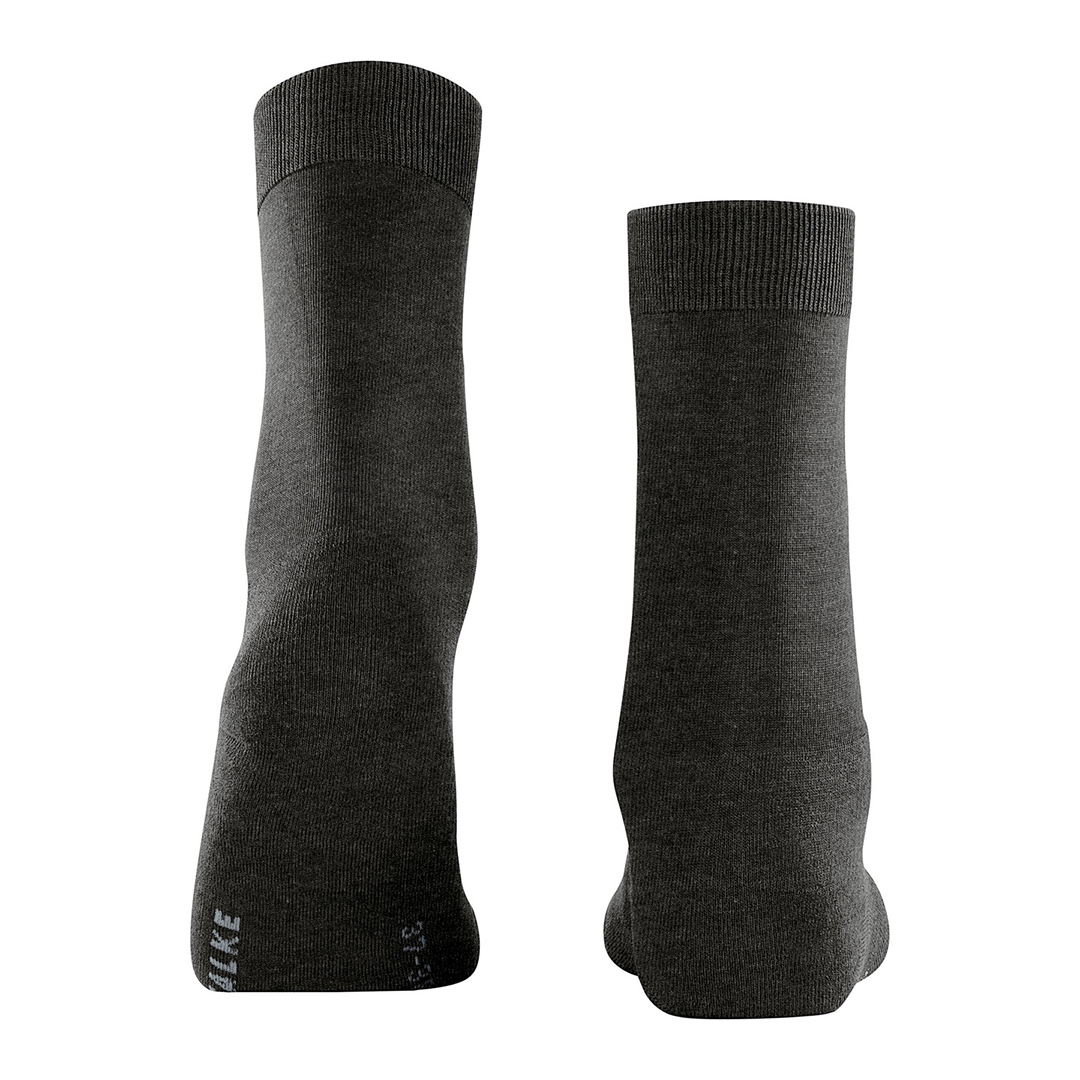 Antraciet damessokken (Merino-Lyocell mix) met geribde boord en gevormde hak