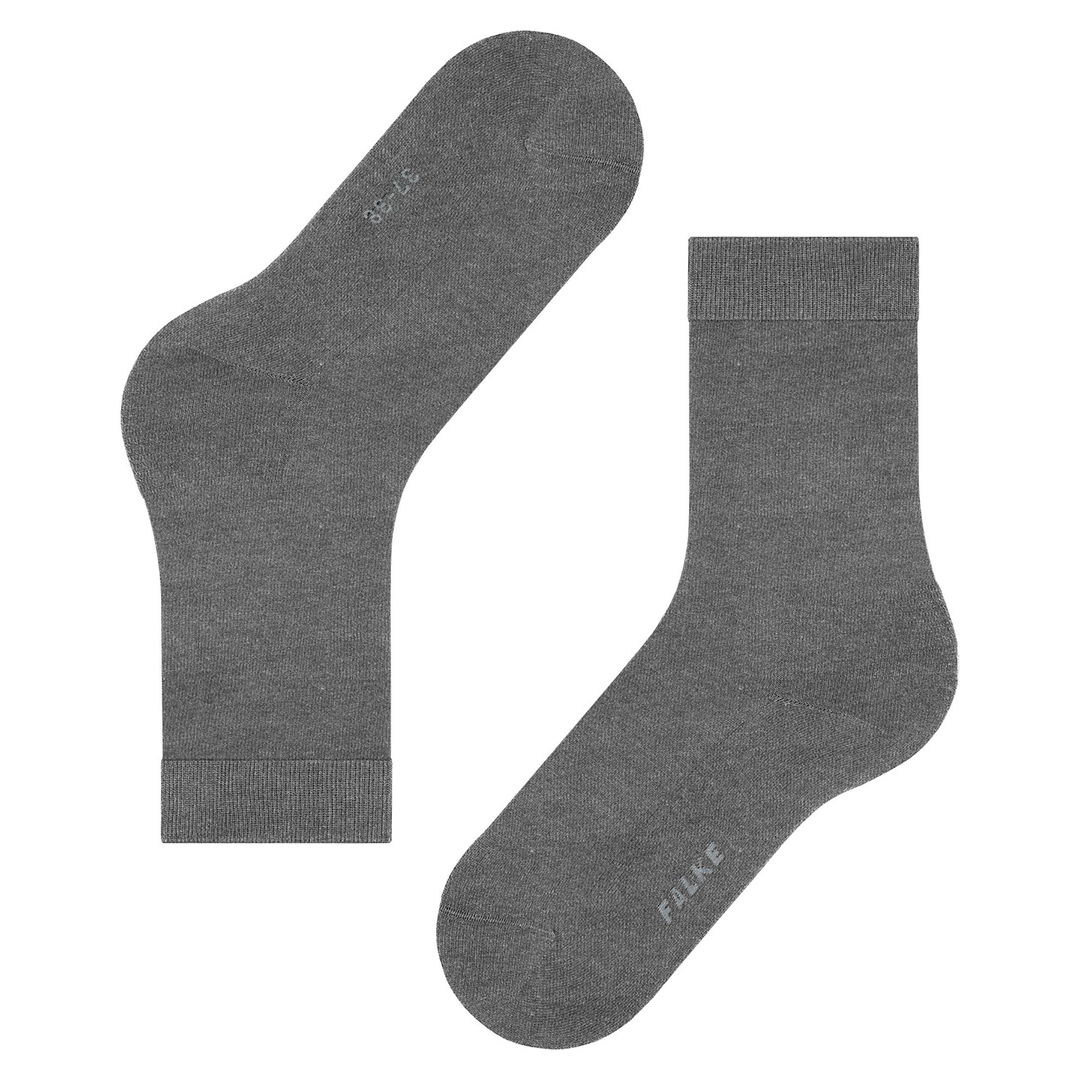 ClimaWool dames sokken grijs met geribde boord en subtiele print op de voetzool