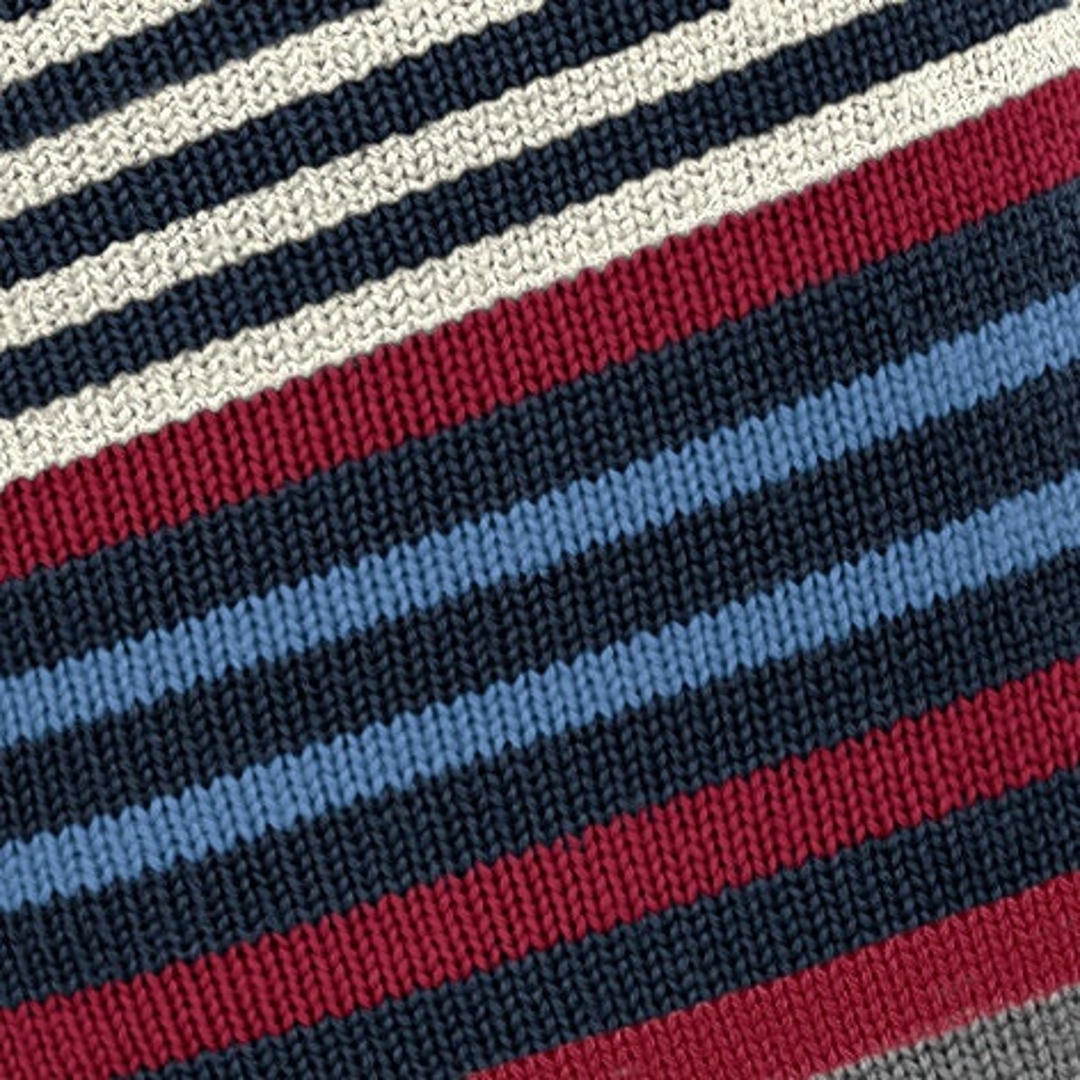 Gestreepte herensokken in donkerblauw, crèmekleurig en rood, fijn gestreept