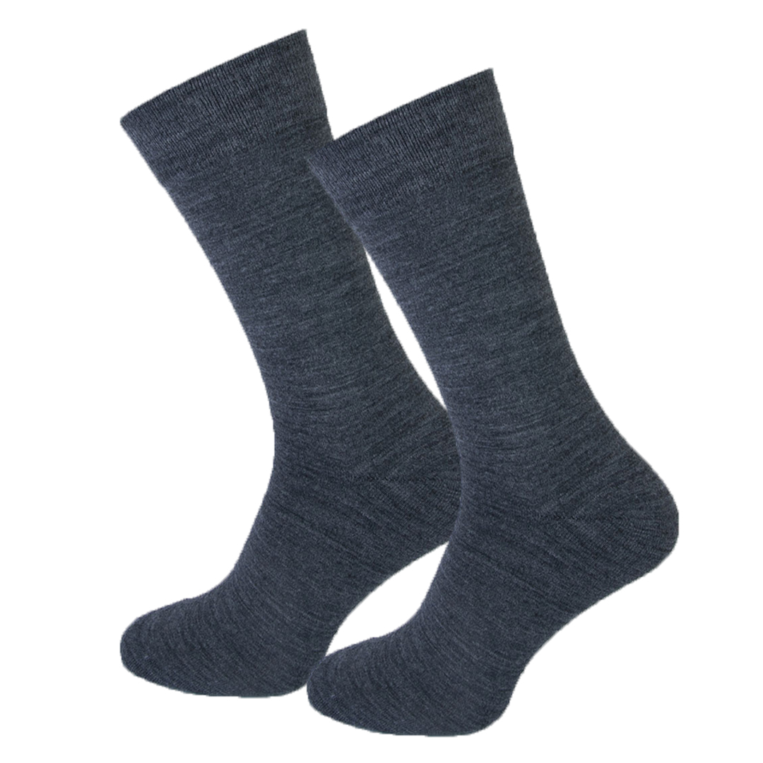 Dunne Merino sokken, marine gemêleerd (set van 2), effen