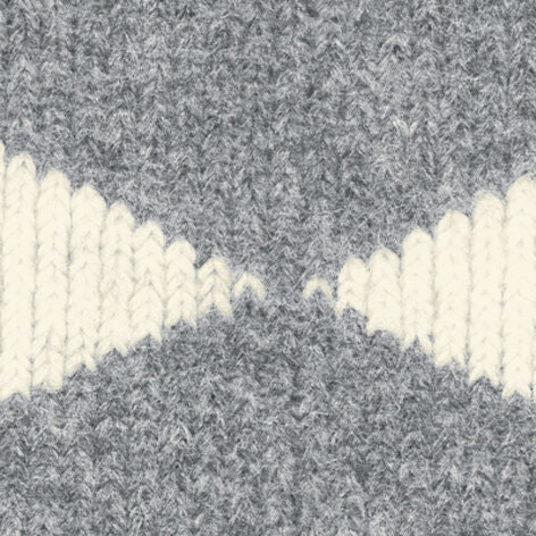 Cosy argyle huissokken dames, grijs breiwerk met crème ruitdetail