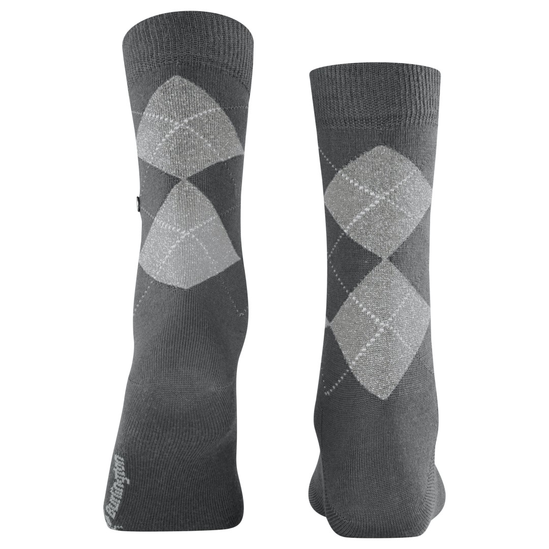 Damessokken grijs met grote diamant-argyle en subtiele glitter