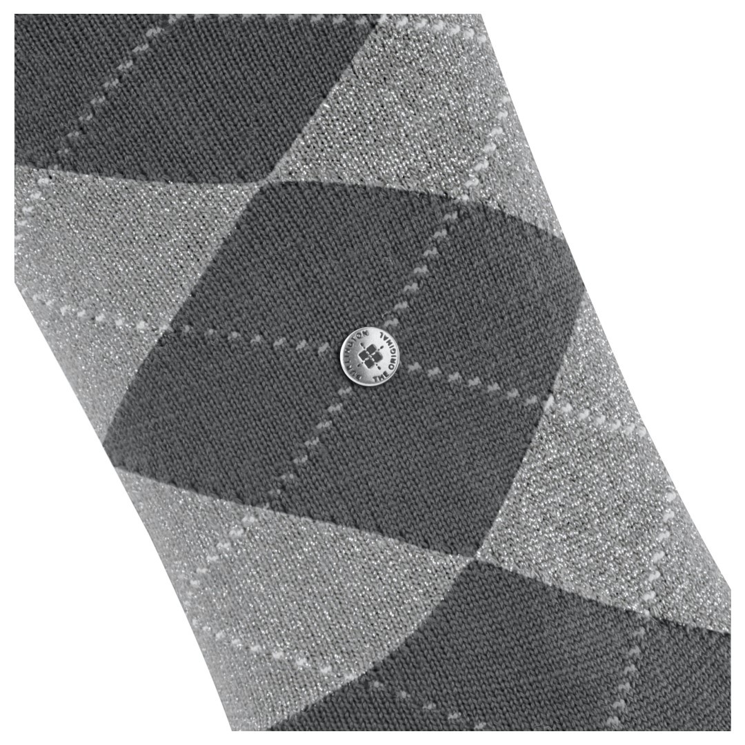 Marylebone damessok met glitter ruitpatroon, zwart en zilverkleurige glans