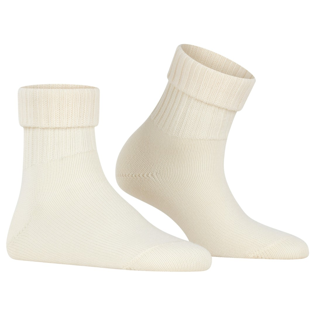 Plymouth damessokken off white, ronde teen en geribbelde schacht met boordrand