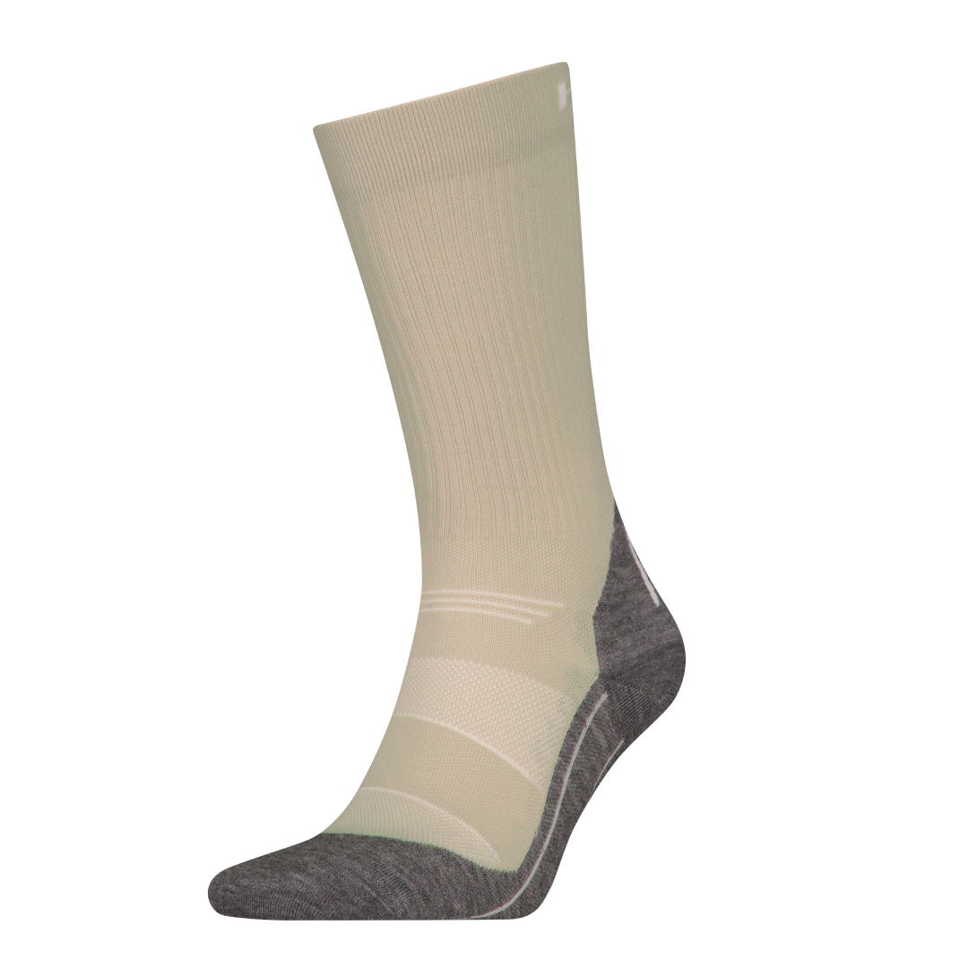 Koele wandelsokken Hiking Cool taupe/beige met grijze contrastpanelen en hielversteviging