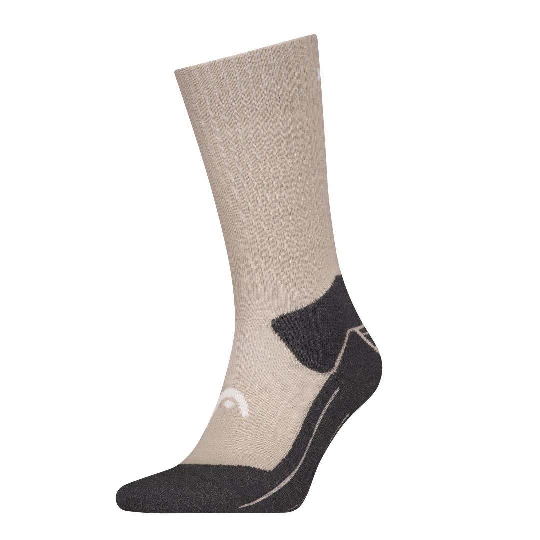 Taupe thermo wandelsok met donkergrijze hak en teen, HEAD-logo