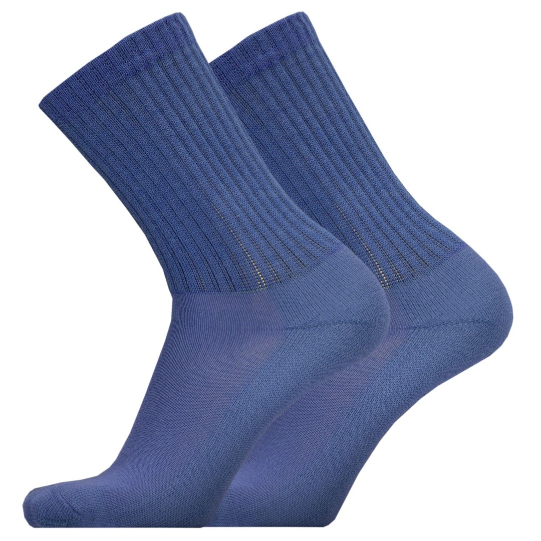 Sportieve tennis sokken met badstof voetbed, marine/blauw, geribde boord en dempende hiel
