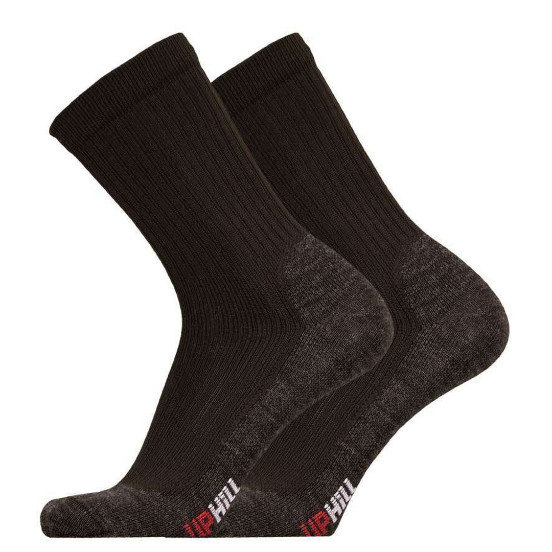 Technische hardloopsokken Winter XC, zwart met grijze inzet bij hiel/teen