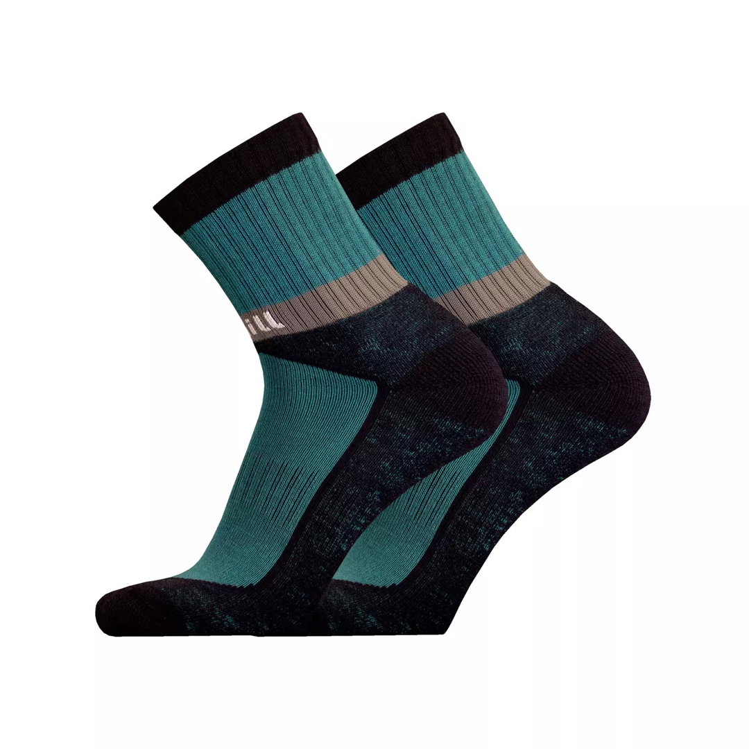 4-laagse wandelsokken bamboe, marine met teal accenten