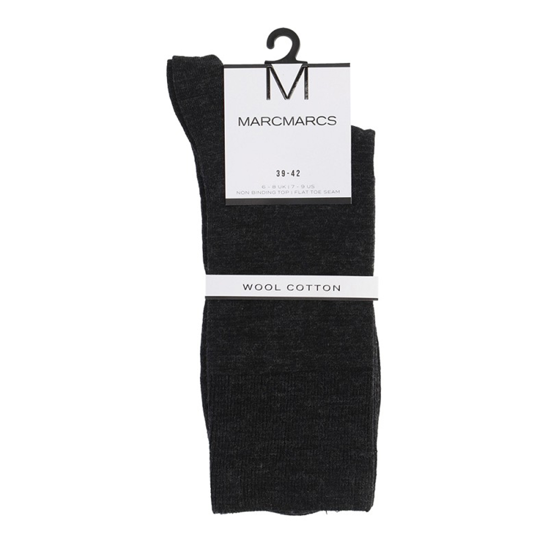 MarcMarcs merino-katoen sokken, zwart, hanglabel met wol-katoen info