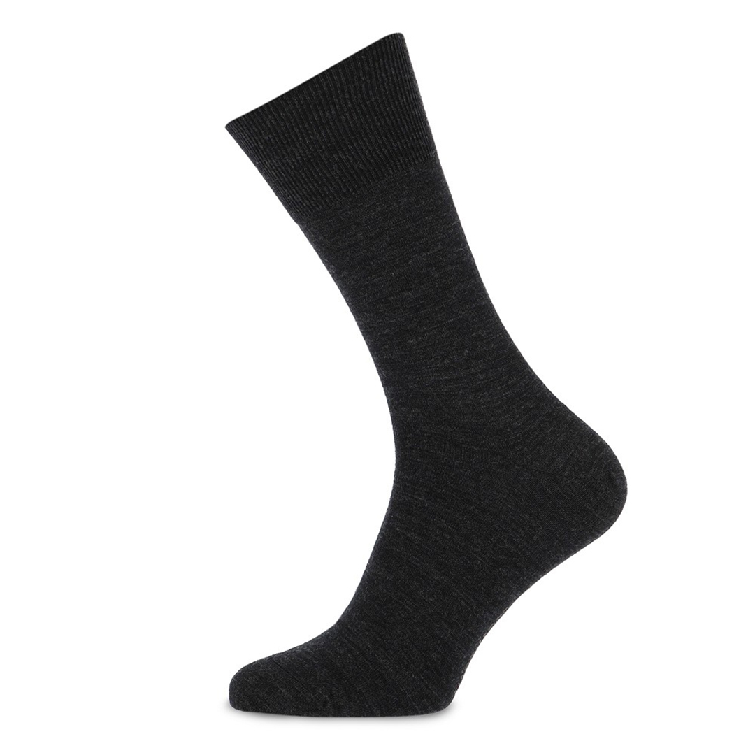 Dunne alledaagse merino-katoen sok, zwart, enkel hoog model