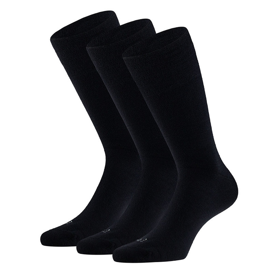 Antipress sokken 3-pack met losse boord, zwarte sokken met subtiel patroon, set van drie