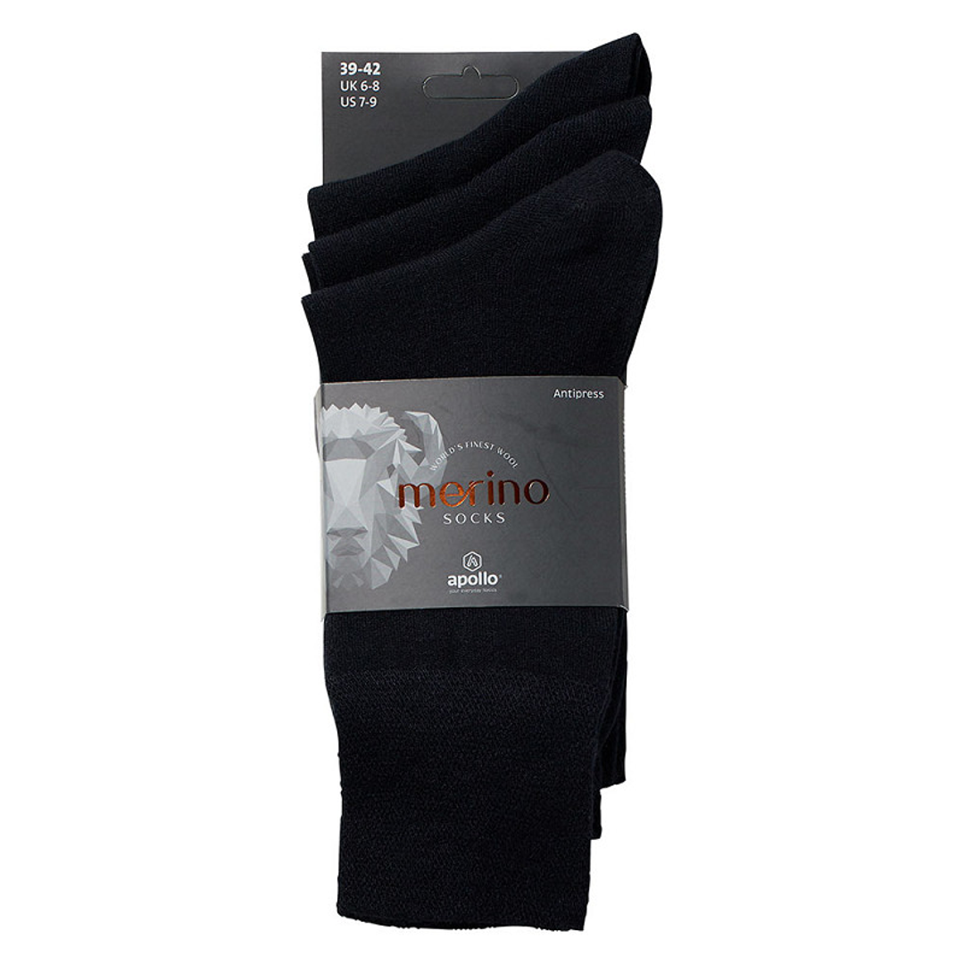 Apollo Antipress sokken 3-pack, maat 39-42, zwarte sokken in verpakking