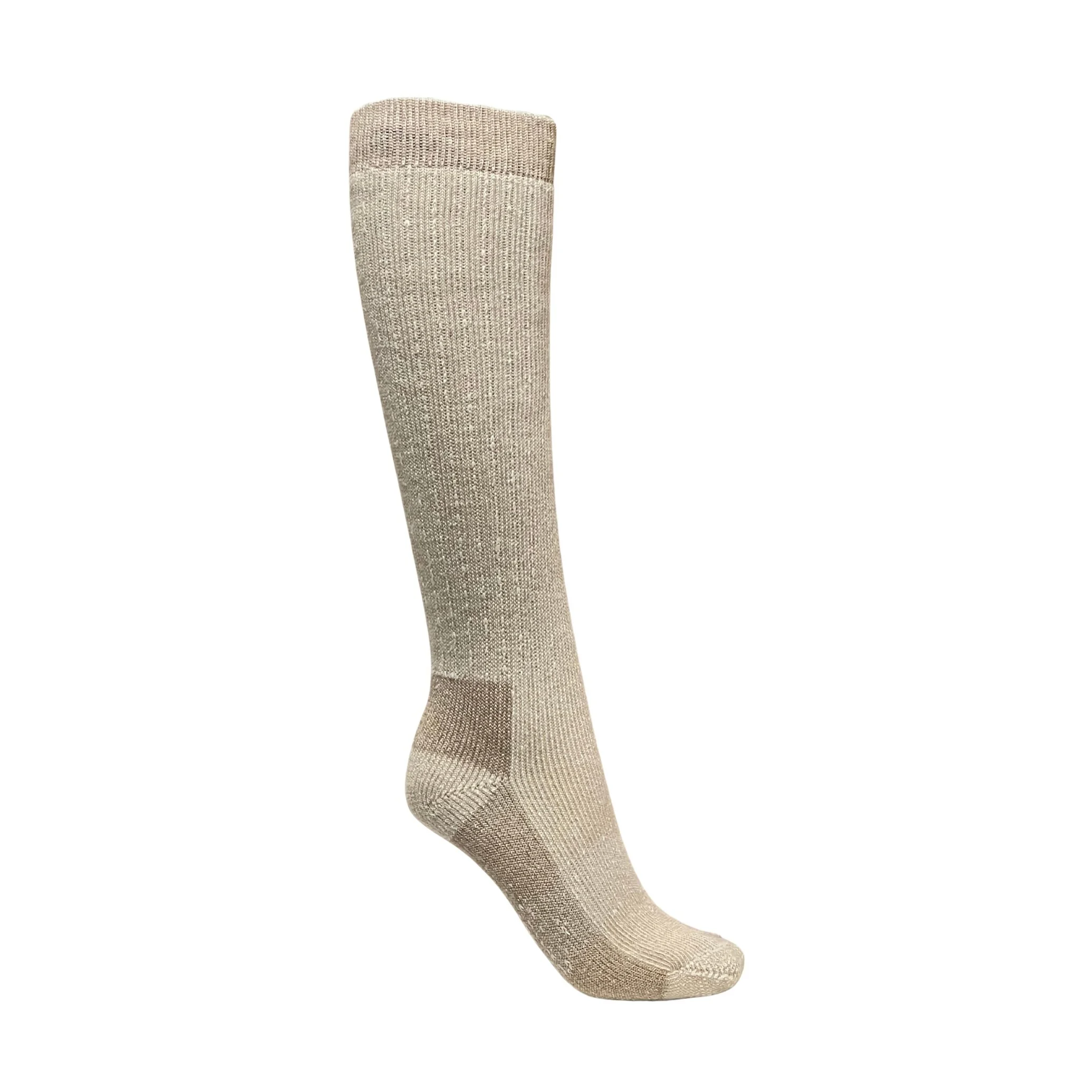 Thermo knie kous met badstof voering, beige met lichte hiel en teen