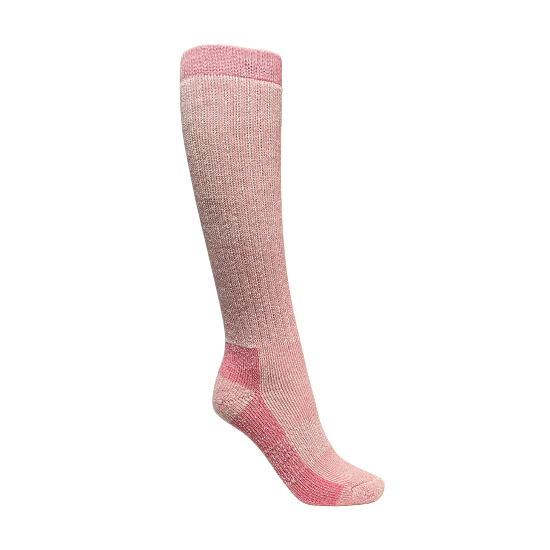 Thermo knie kous met badstof voering, roze met bijpassende hiel en teen