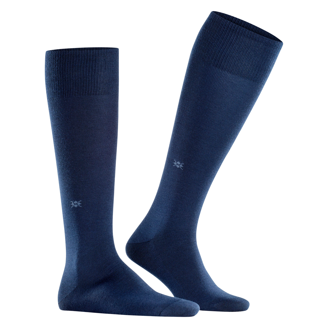 Marineblauwe kniekousen voor heren, voet en hiel met klein logo