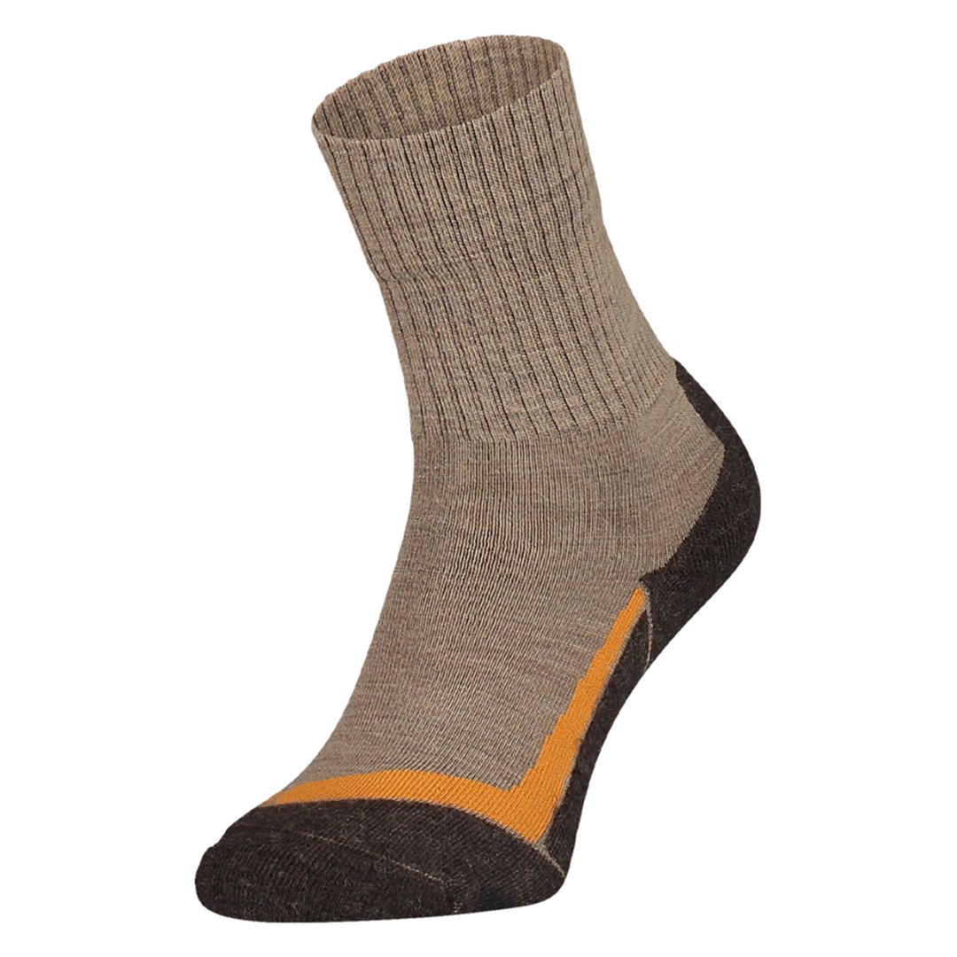 Thermo wandelsok S12 beige met oranje band bij hiel en zool