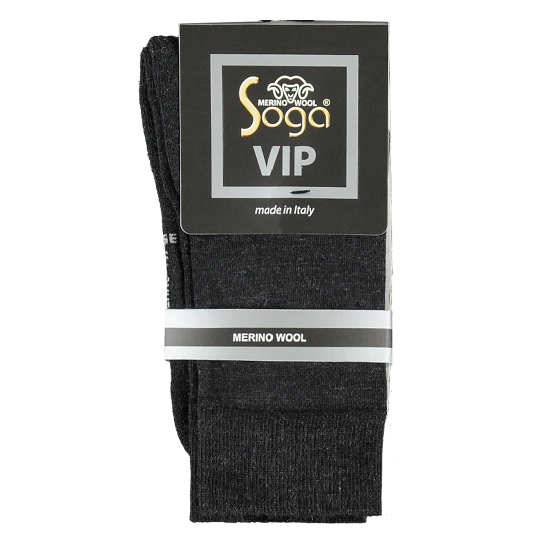 Nette sokken S13 zwart, verpakking met Soga VIP merino wool label
