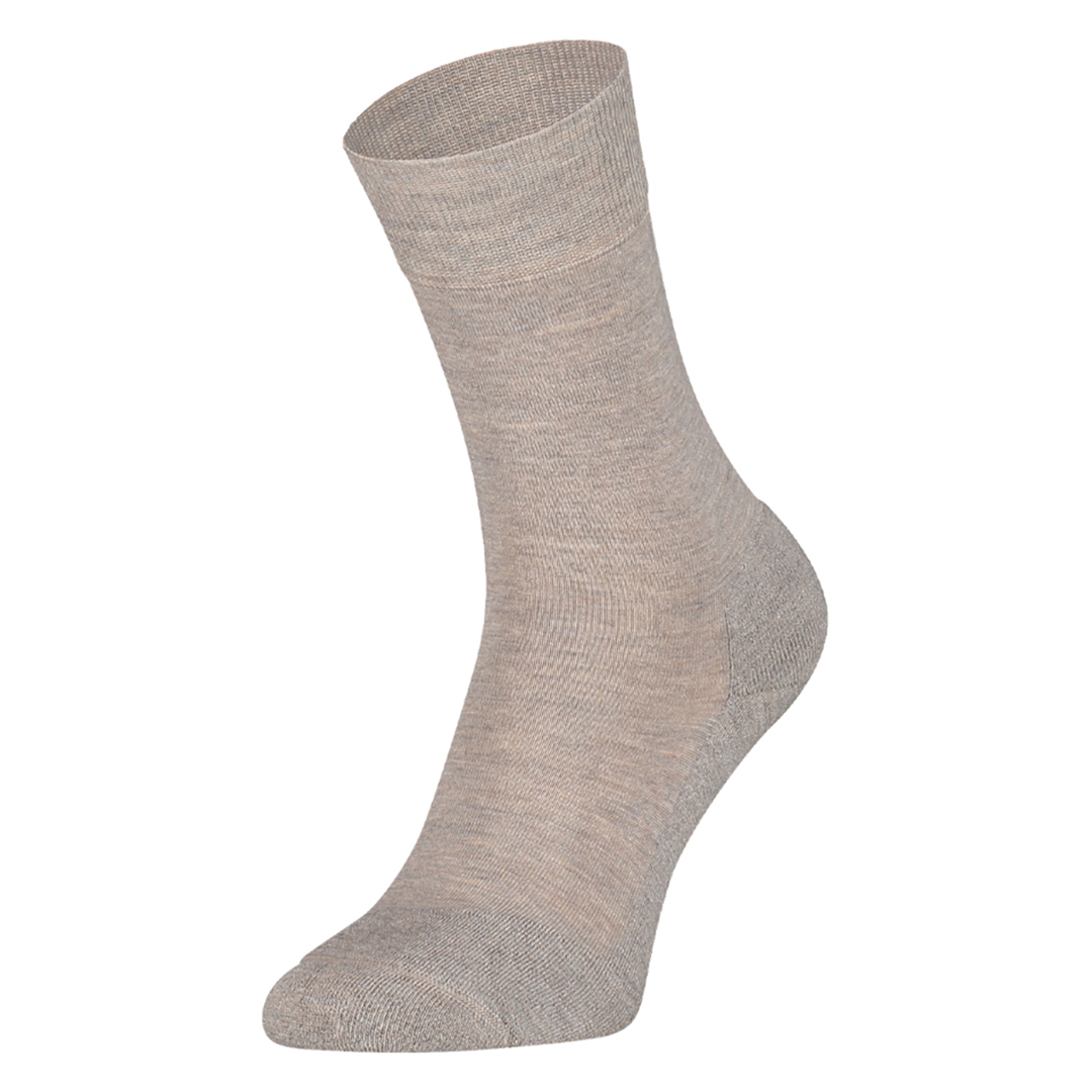 Nette sokken S13 beige met badstof voetbed, effen knit en boord