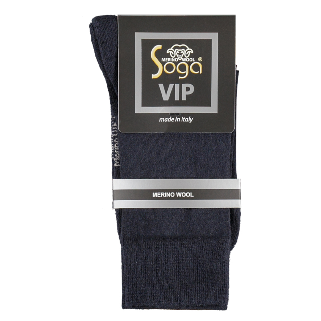 Sokken met badstof voetbed, donkerblauw merinowol-label