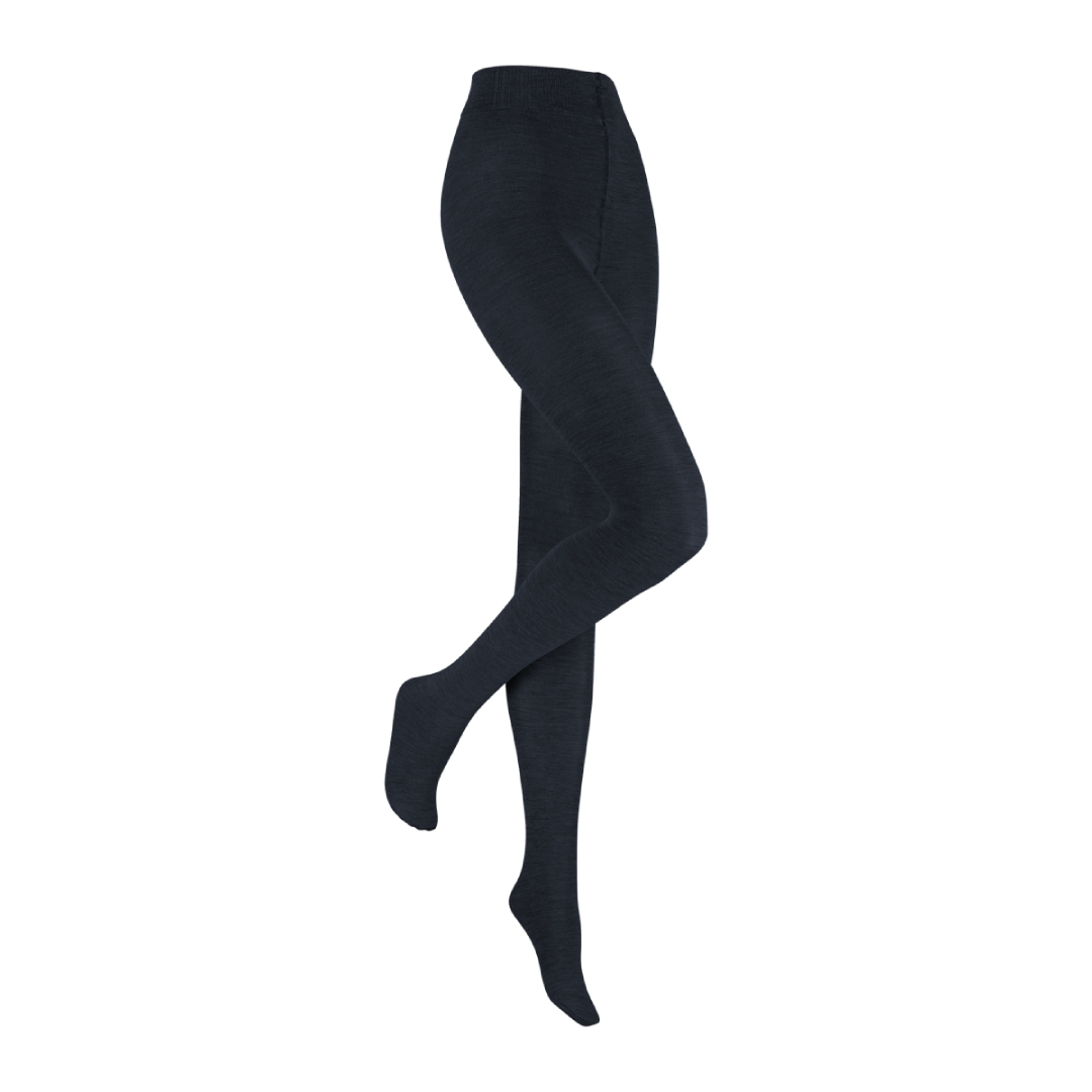 Marineblauwe wollen maillot (S35) met voetdeel en platte naden, zijdebeeld