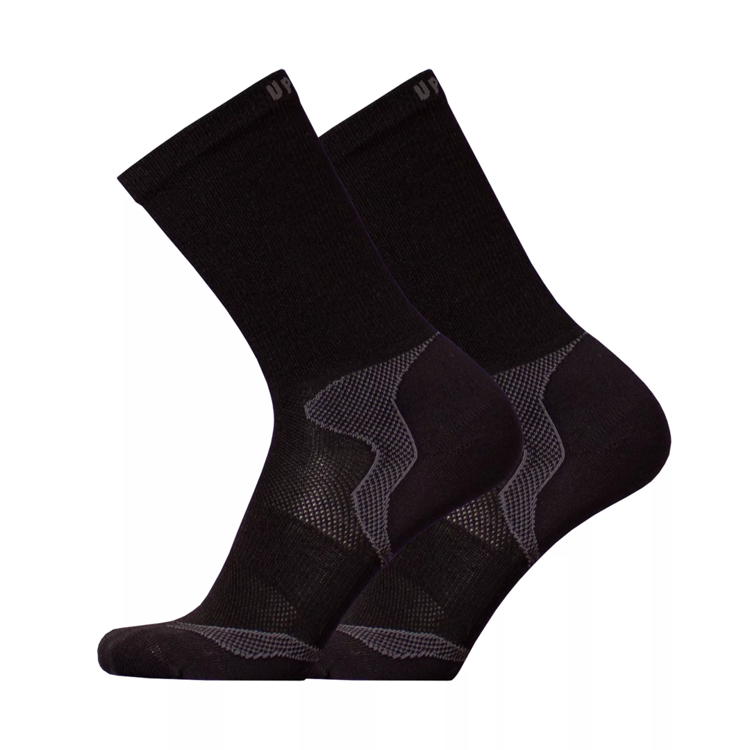 3-laagse sport-wandelsok outdoor, zwart, malla, geribde boord en mesh inzet