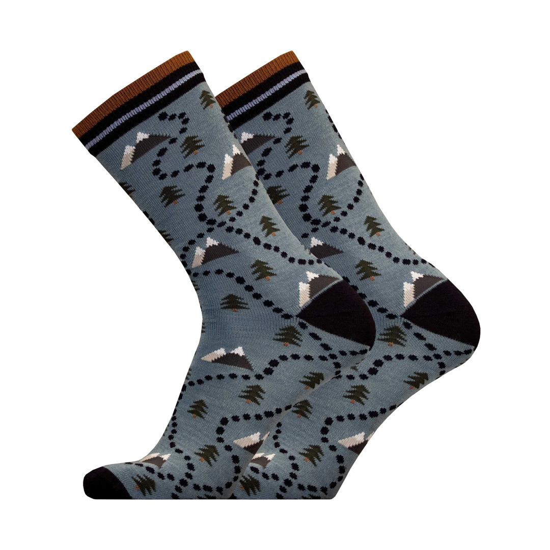 Sokken met Path-print, blauwgrijs met zwarte en groene dierenmotieven
