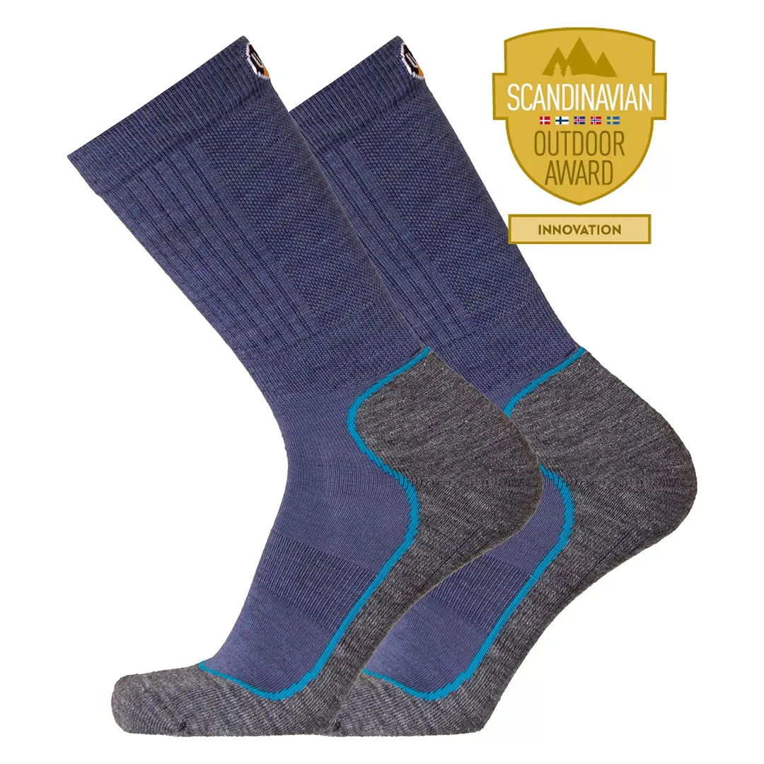 4-laagse wandelsokken Tencel™ grijs/blauw: grijze voet, blauwe accenten