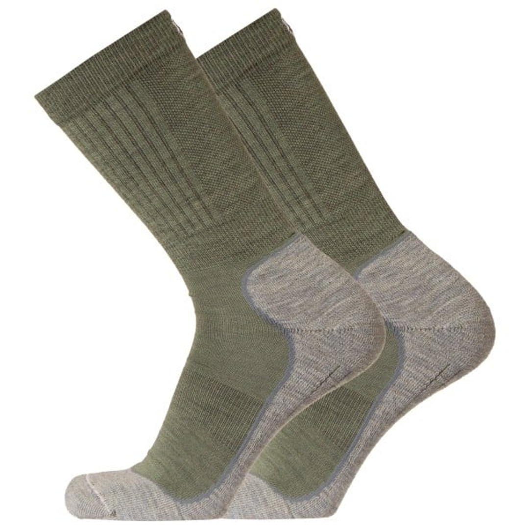 4-laagse wandelsokken Tencel™ groen/grijs: olijfgroene schacht, grijze voet