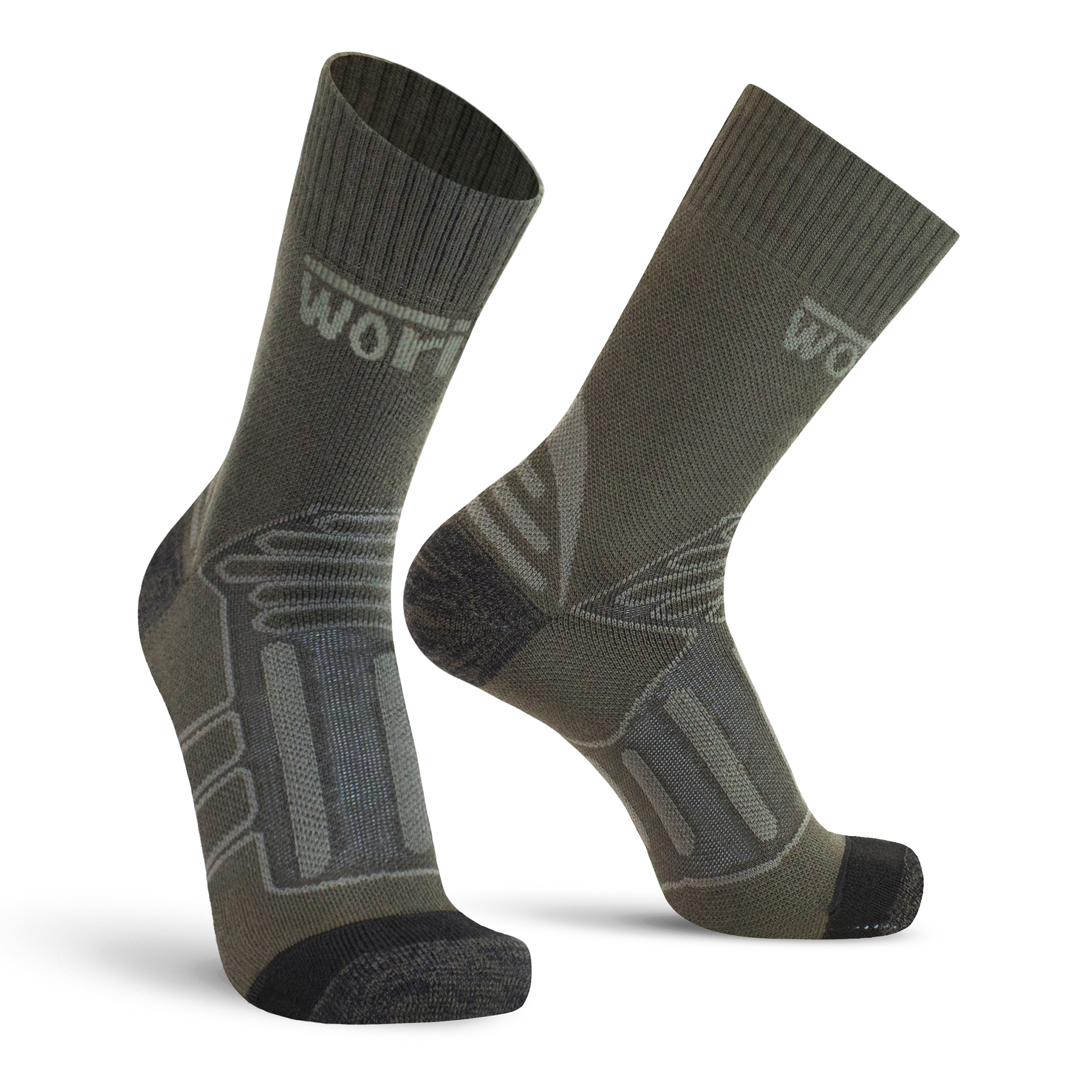 Compressie thermosokken army met grijsblauwe inzet en verstevigde hiel/teen zones